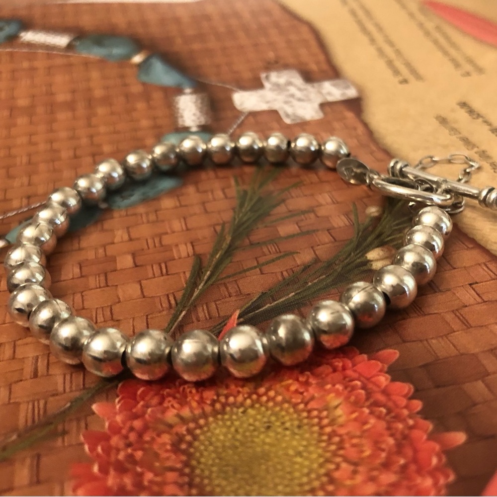 Vintage Silpada Sterling Silver Bead Ball Toggle Clasp Bracelet B0059 - Picture 7 of 9